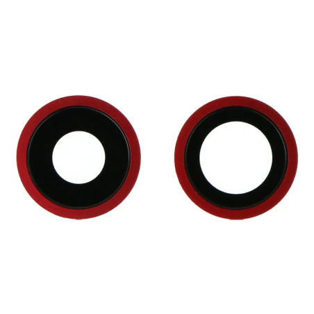 Lentilles cameras arrieres avec supports a souder et anneaux rouge iPhone 11