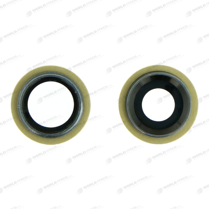 Lentilles cameras arrieres avec supports a souder et anneaux jaune iPhone 11