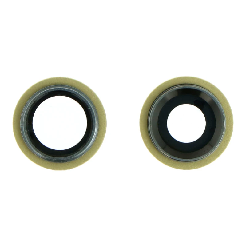 Lentilles cameras arrieres avec supports a souder et anneaux jaune iPhone 11