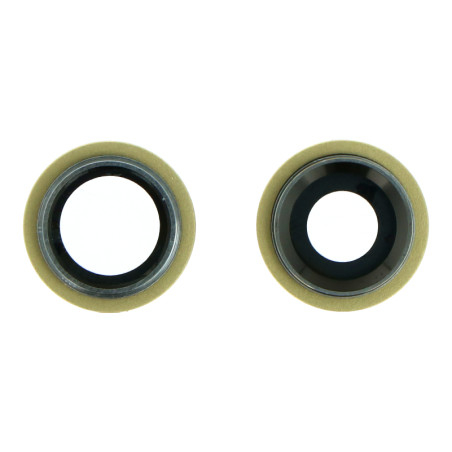 Lentilles cameras arrieres avec supports a souder et anneaux jaune iPhone 11
