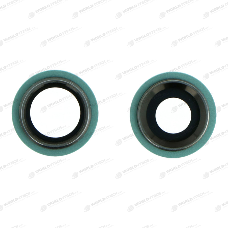 Lentilles cameras arrieres avec supports a souder et anneaux vert iPhone 11