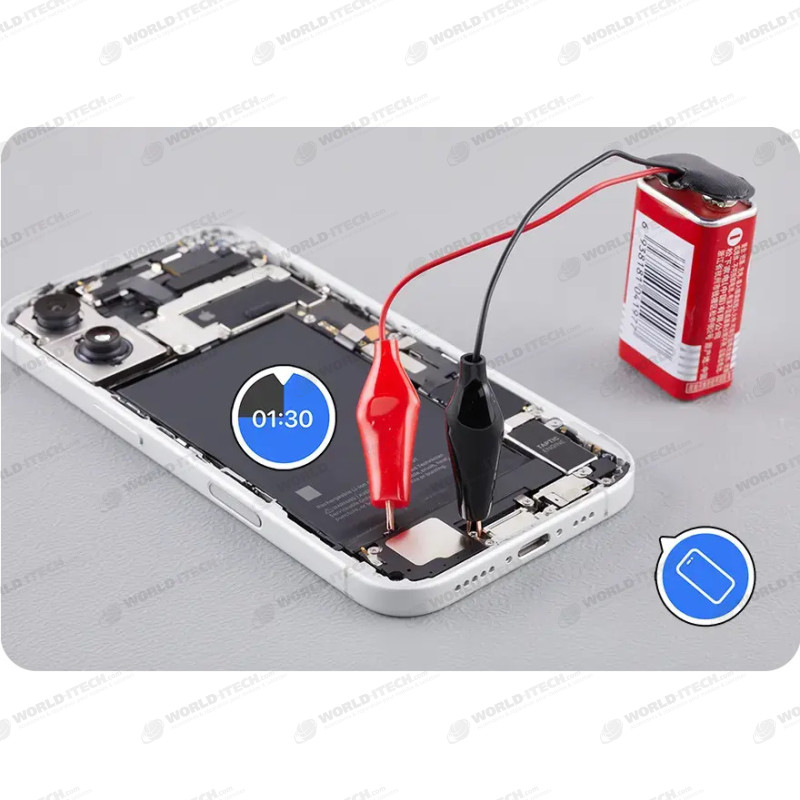 Cable pile 9V pinces crocodile pour batterie iPhone
