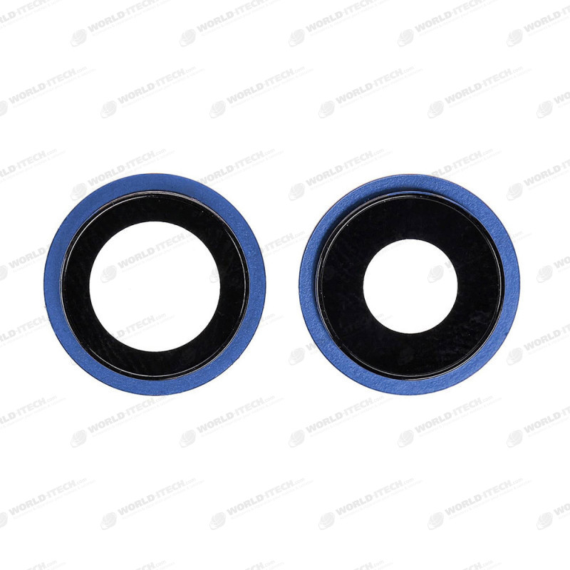 Lentilles cameras arrieres avec supports a souder et anneaux bleu iPhone 12