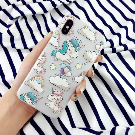 Coque Licornes Nuages Arc-en-ciel Ballons iPhone 7 Plus / 8 Plus 5.5 silicone souple