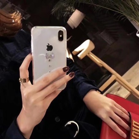 Coque transparente silicone souple mou avec noeud et strass iPhoneX / XS / 10