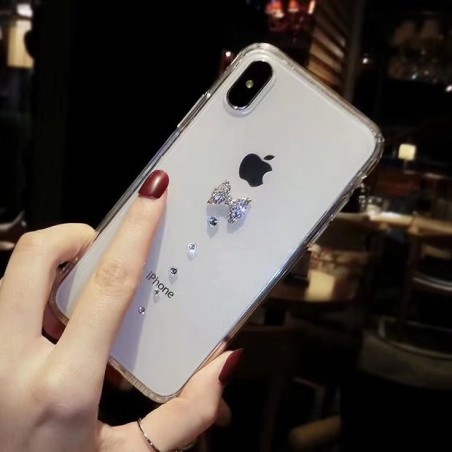 Coque transparente silicone souple mou avec noeud et strass iPhoneX / XS / 10