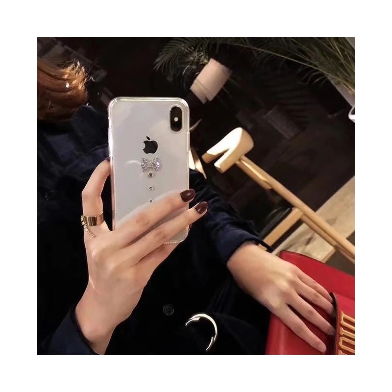 Coque transparente silicone souple mou avec noeud et strass iPhone 7 Plus / 8 Plus