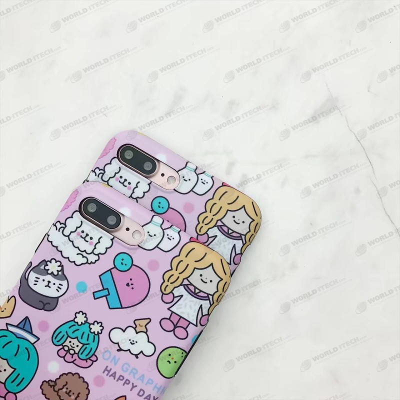 Coque rose silicone souple bande dessinée chat chien iPhone X / XS