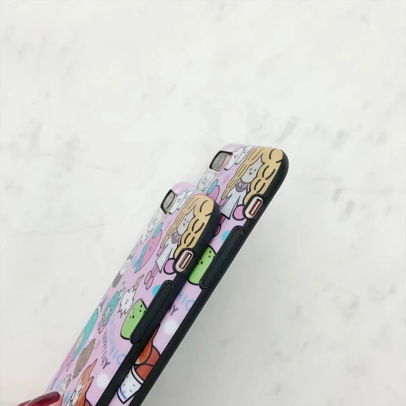 Coque rose silicone souple bande dessinée chat chien iPhone X / XS