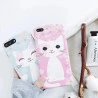 Coque silicone souple rose bleu chat mignon iPhone X / XS