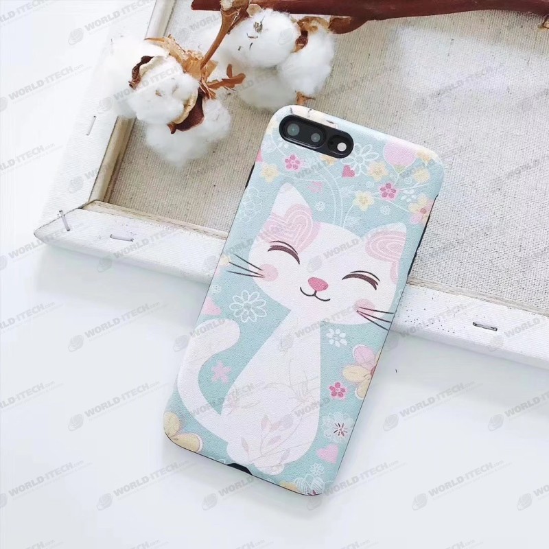 Coque silicone souple rose bleu chat mignon iPhone X / XS