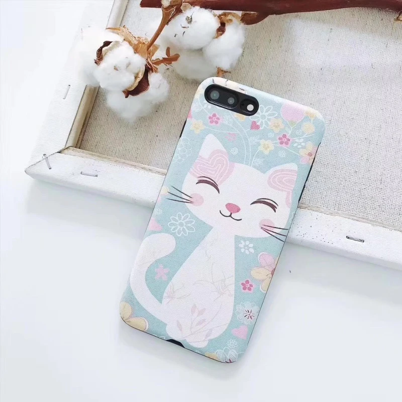 Coque silicone souple rose bleu chat mignon iPhone X / XS