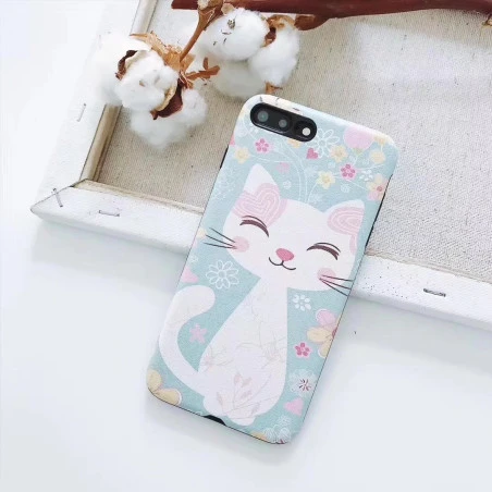 Coque silicone souple rose bleu chat mignon iPhone X / XS