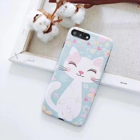 Coque silicone souple rose bleu chat mignon iPhone X / XS