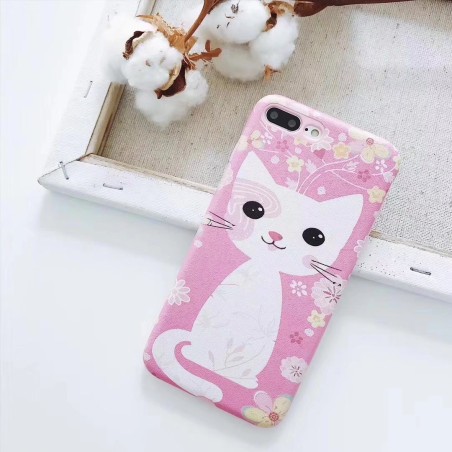 Coque silicone souple rose bleu chat mignon iPhone X / XS