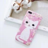 Coque silicone souple rose bleu chat mignon iPhone X / XS