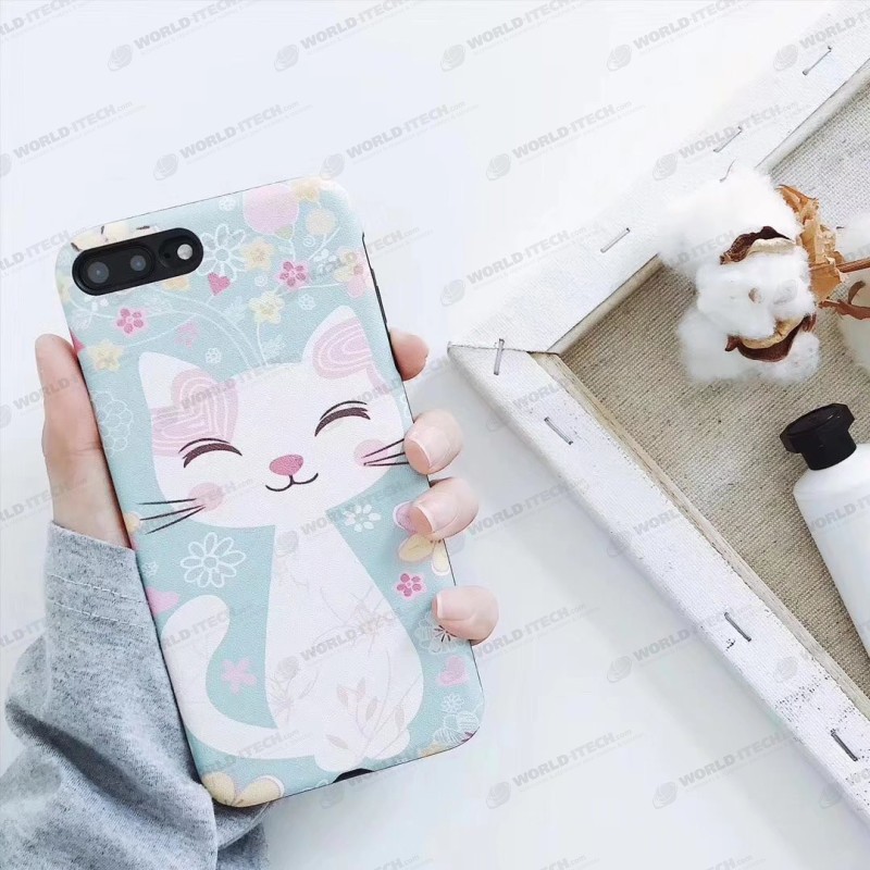 Coque silicone souple rose bleu chat mignon iPhone X / XS