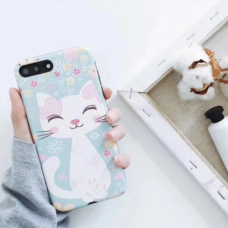 Coque silicone souple rose bleu chat mignon iPhone X / XS