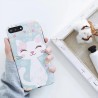 Coque silicone souple rose bleu chat mignon iPhone X / XS