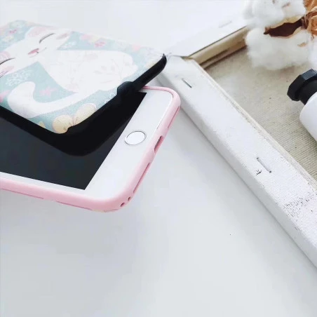 Coque silicone souple rose bleu chat mignon iPhone X / XS