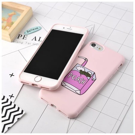Coque silicone Peach rose boisson iPhone 7 / 8