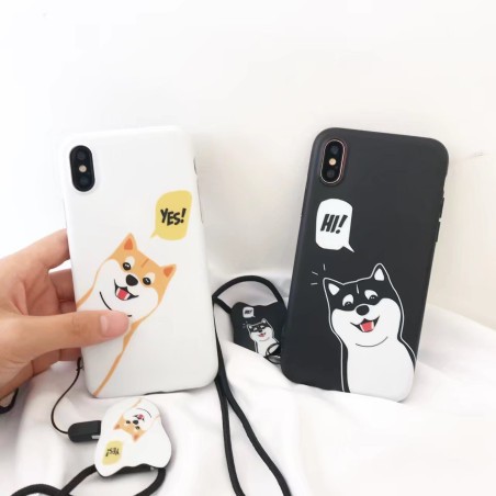 Coque silicone chien qui parle Shiba Inu iPhone X