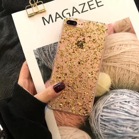Coque silicone style paillettes Or et Argent incrusté iPhone X / XS