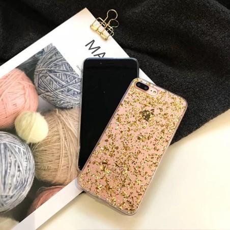 Coque silicone style paillettes Or et Argent incrusté iPhone X / XS