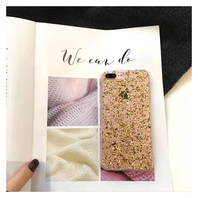 Coque silicone transparente style paillettes Or et Argent incrusté iPhone 6 / 6S