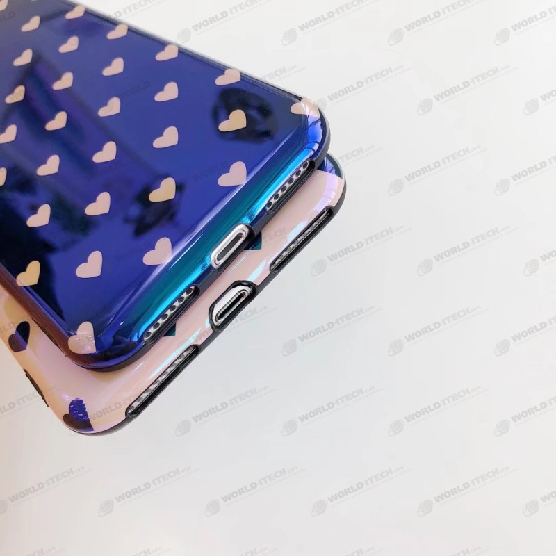Coque silicone petits coeurs rose et bleu iPhone X / XS