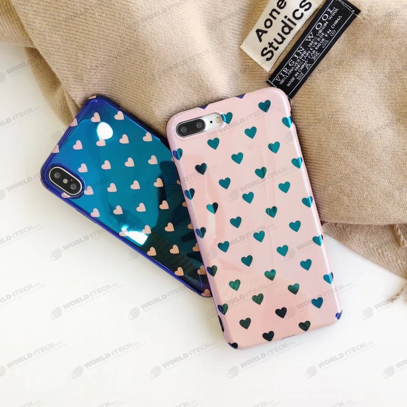 Coque silicone petits coeurs rose et bleu iPhone 7 Plus / 8 Plus