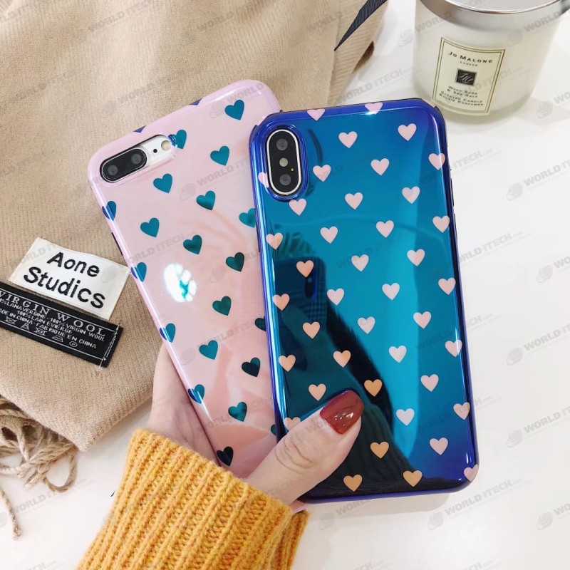 Coque silicone petits coeurs rose et bleu iPhone 7 Plus / 8 Plus
