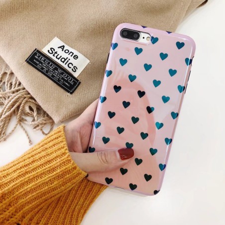 Coque silicone petits coeurs rose et bleu iPhone 7 Plus / 8 Plus