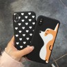 Coque silicone noir petits coeurs et chien mignon iPhone X / XS