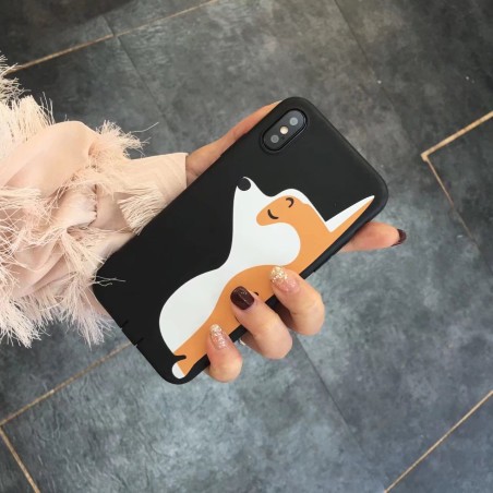 Coque silicone noir petits coeurs et chien mignon iPhone 7 Plus / 8 Plus