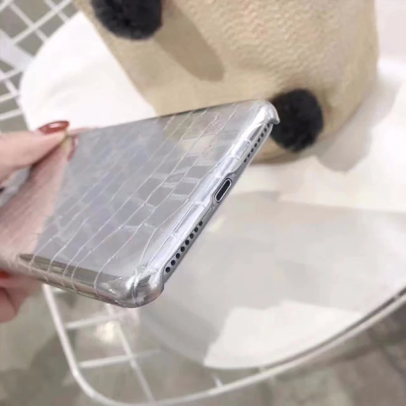 Coque style peau de crocodile argenté iPhone 7 Plus / 8 Plus