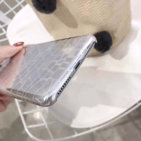 Coque style peau de crocodile argenté iPhone 6 Plus / 6S Plus