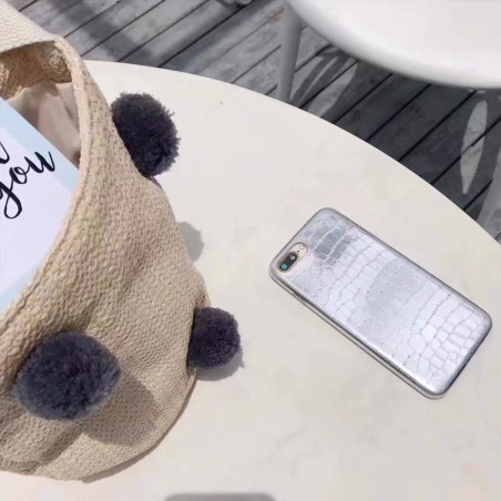 Coque style peau de crocodile argenté iPhone 6 Plus / 6S Plus