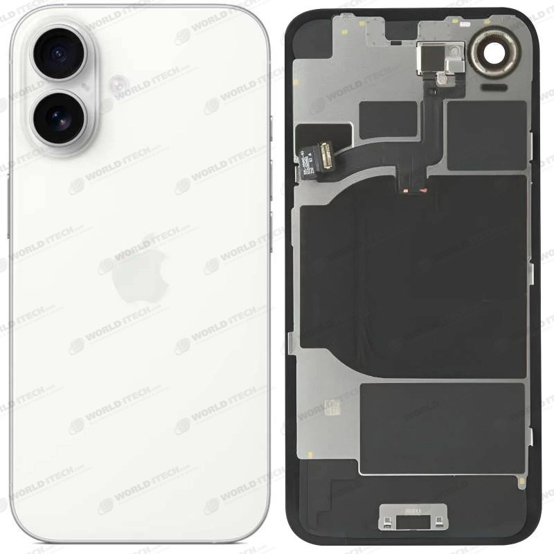 Komplette weiße Rückseite – OFFIZIELLES Originalzubehör von „Apple“ für das iPhone 16 – inklusive Montagewerkzeug