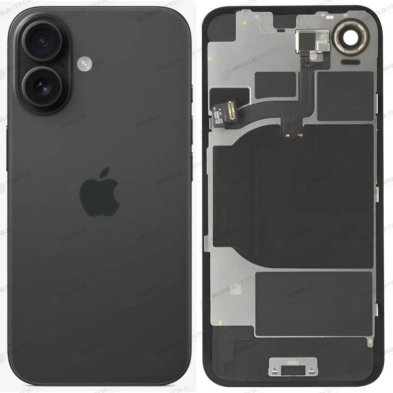Schwarzes Rückfenster komplett vormontiert für iPhone 16e - Werkzeug kostenlos