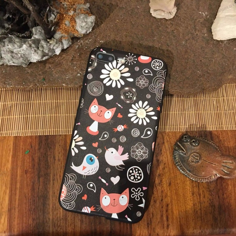 Coque silicone festif chats oiseaux poissons iPhone 6 Plus / 6S Plus