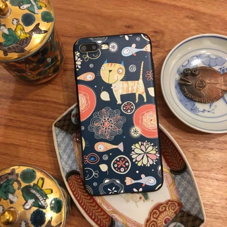 Coque silicone festif chats oiseaux poissons iPhone 7 / 8