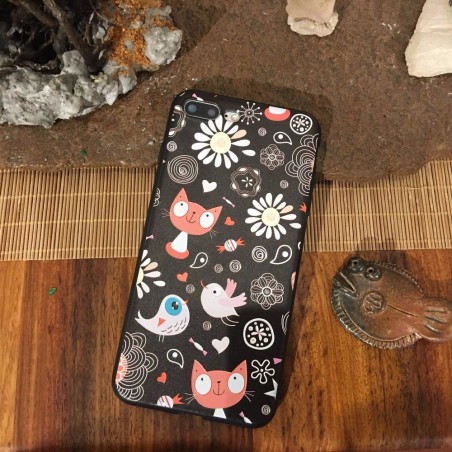 Coque silicone festif chats oiseaux poissons iPhone 7 / 8