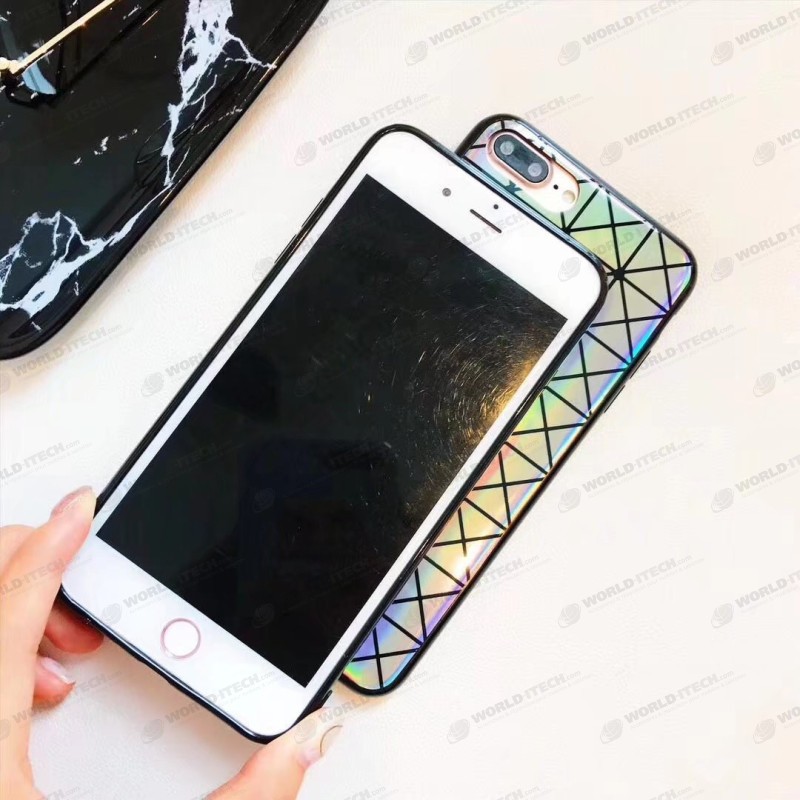 Coque silicone carrés triangles miroir arc en ciel iPhone 6 Plus / 6S Plus