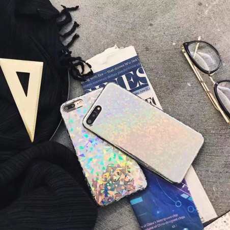 Coque silicone paillettes rondes et triangles iPhone X / XS