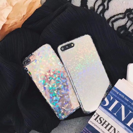 Coque silicone paillettes rondes et triangles iPhone 7 / 8