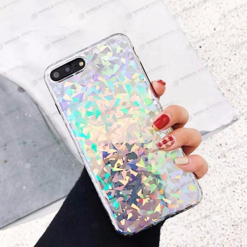 Coque silicone paillettes rondes et triangles iPhone 7 / 8