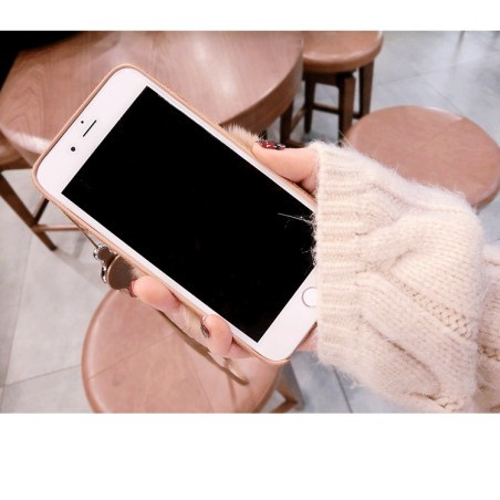 Coque amour fourrure et anneau pour doigt iPhone X / XS