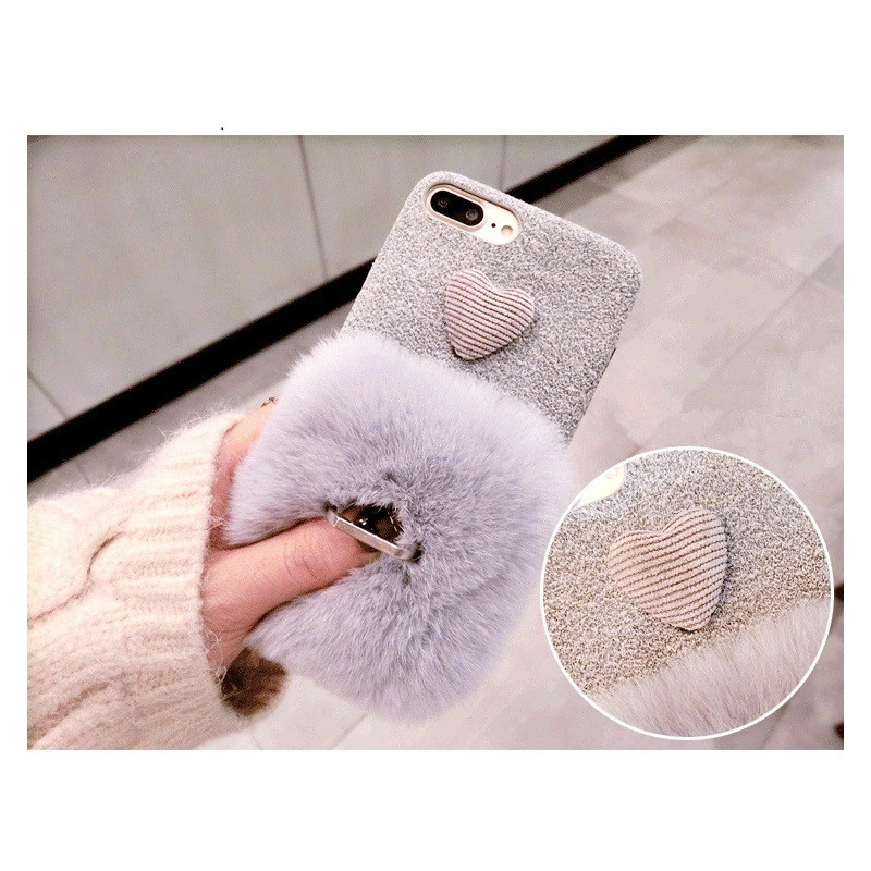 Coque amour fourrure et anneau pour doigt iPhone 7 Plus / 8 Plus