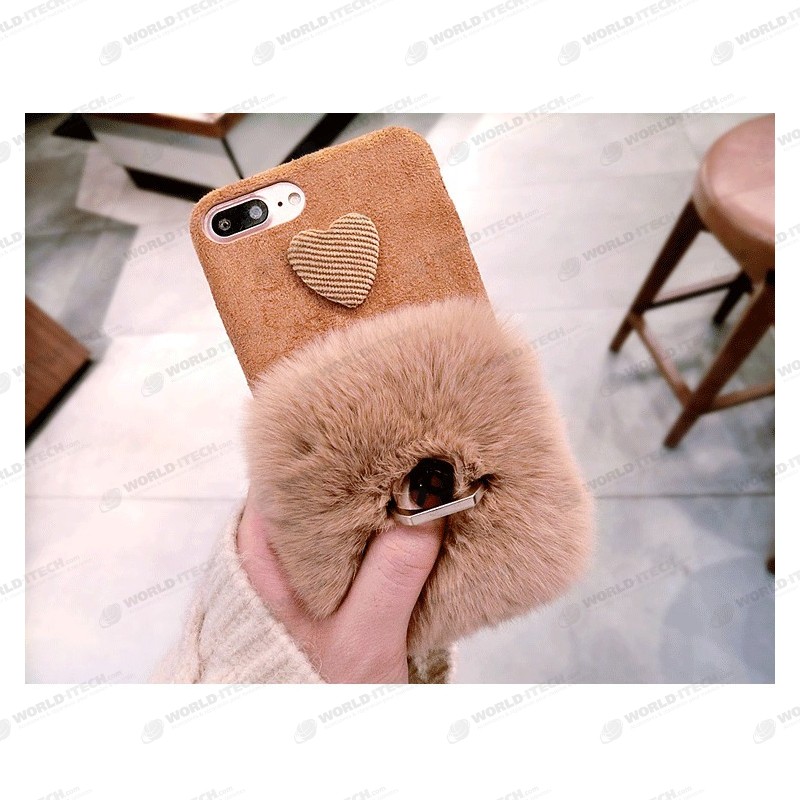 Coque amour fourrure et anneau pour doigt iPhone 6 Plus / 6S Plus